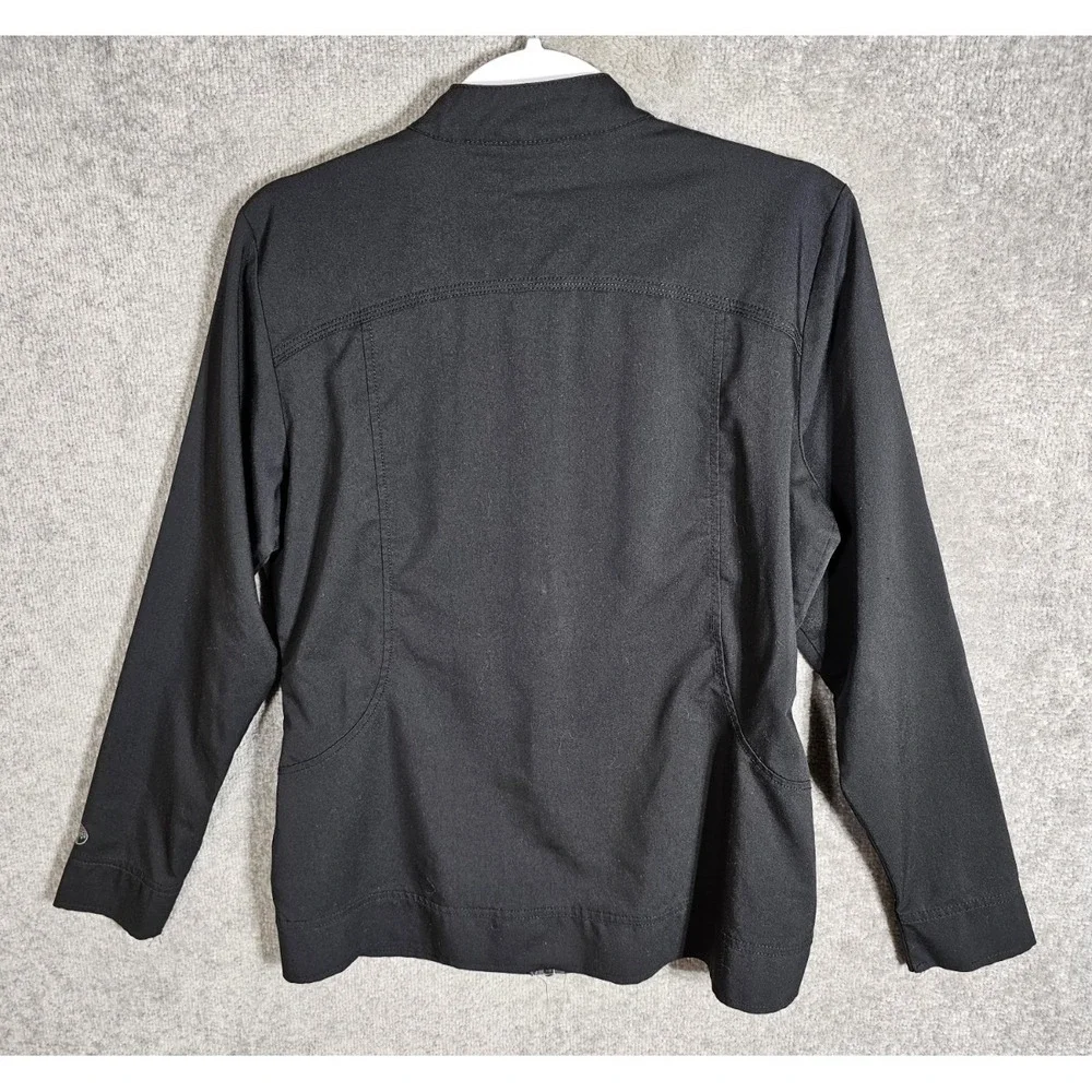 Healing Hands Zip Front Scrub Jacket Womens Size Small Black Pockets Long Sleeve
